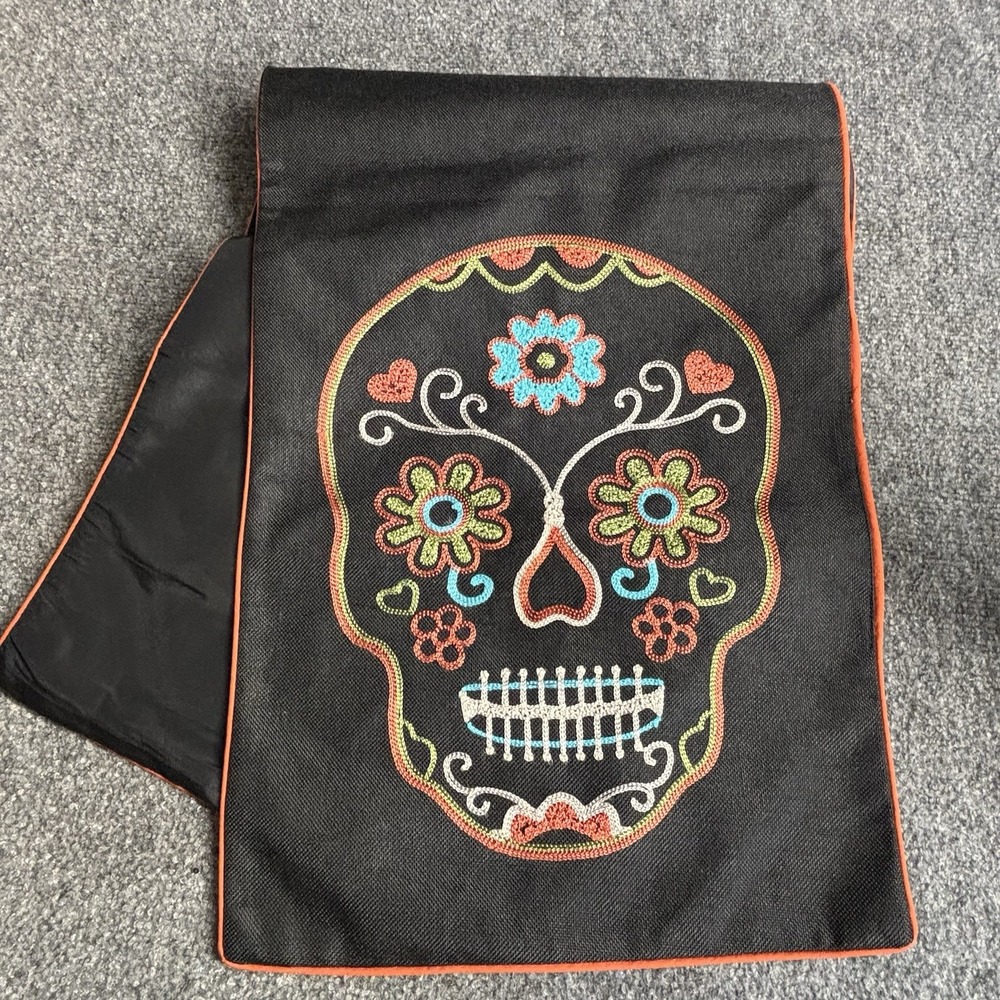 Day of the Dead Table Runner Halloween Sugar Skulls